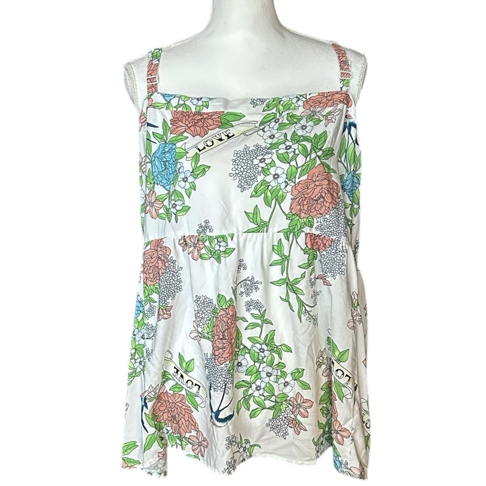 TORRID Babydoll Cami sz 3X (22/24) Floral Cottagecore Feminine Boho Flowy NWT - Picture 2 of 10